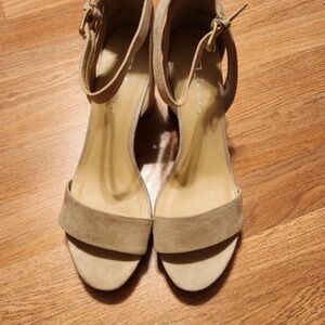 Chinese Laundry Tan Suede Ankle-Strap Heels